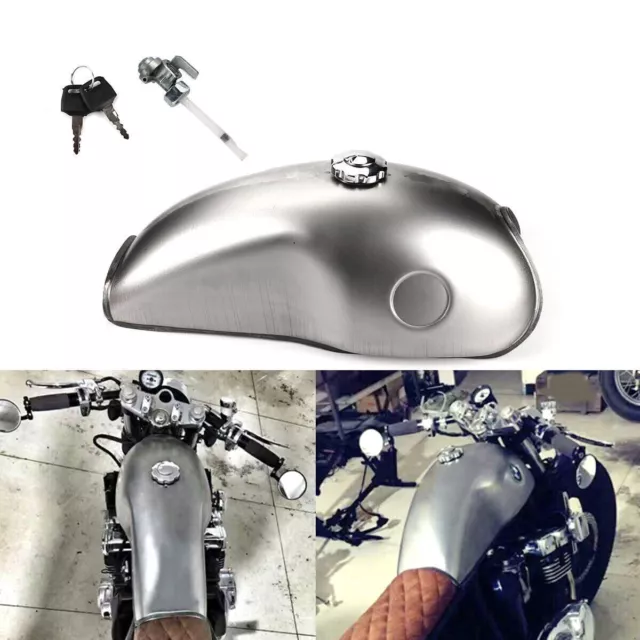 10L / 2.6 Gallon Motorcycle Cafe Racer Gas Fuel Tank Unpainted