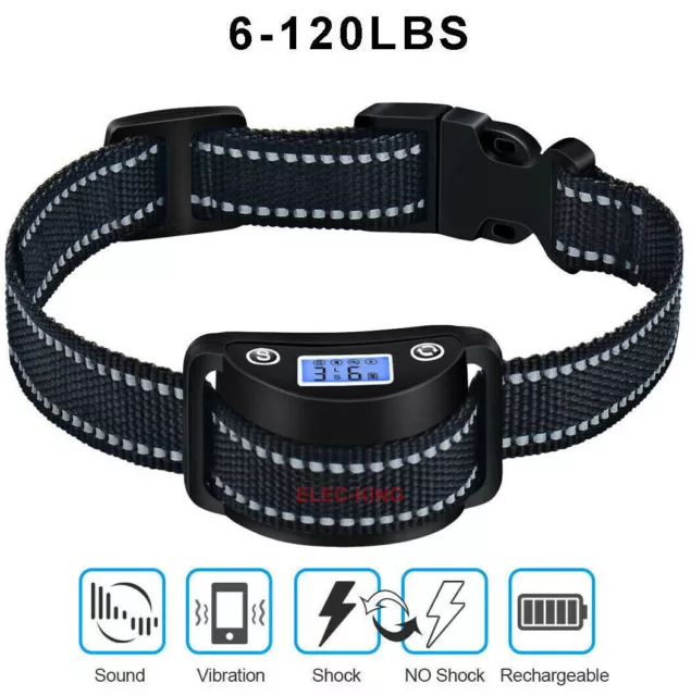 Dog Training Collar LCD Screen Automatic Vibration Anti Bark Shock Rechargeable