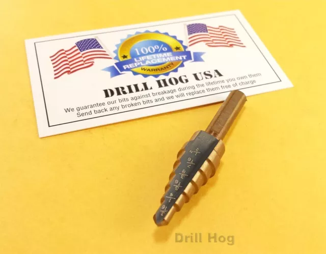 3/16"-1/2" Step Drill Step Bit Reamer UNIBIT M7 Drill Hog Lifetime Warranty