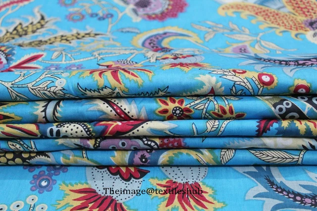 Coton Floral Main Bloc Imprimé Couture Indien Tissu Matière Artisanat 2.3m