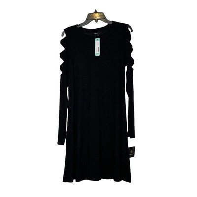 Fortune + Ivy Dress Size Large Black Linza Sleeve Cutout Detail Hacci Knit