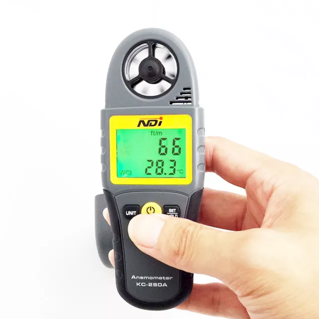 Digital Anemometer Thermometer Gauge Meter Handheld Surfing Air Wind Speed + Lid