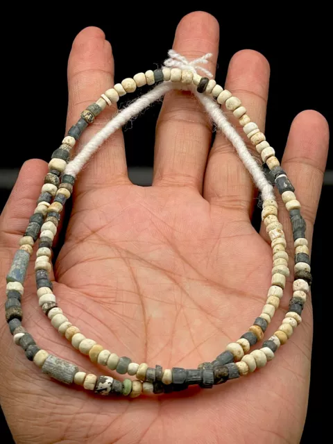 Antique Old Traded Blue color Glass Beads Jewelry Necklace  Mala Roman Glass #sw