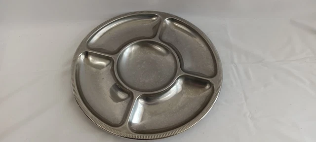 Assiette De Service En Bambou, Rond, Plateau Compartimenté, 33 Cm