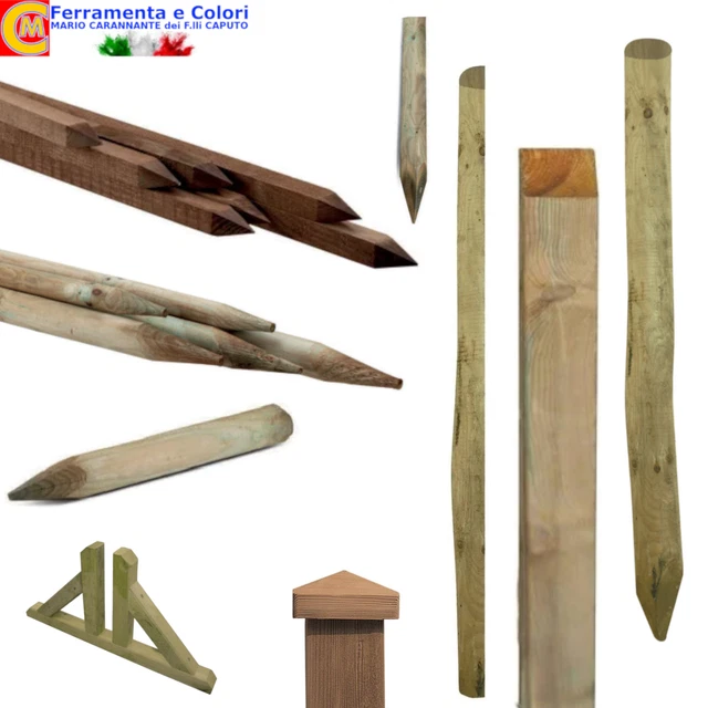 Pali In Legno Di Pino Torniti &Oslash;8 Cm X H250 Cm - Impregnati In Autoclave Per Recinzioni E Staccionate
