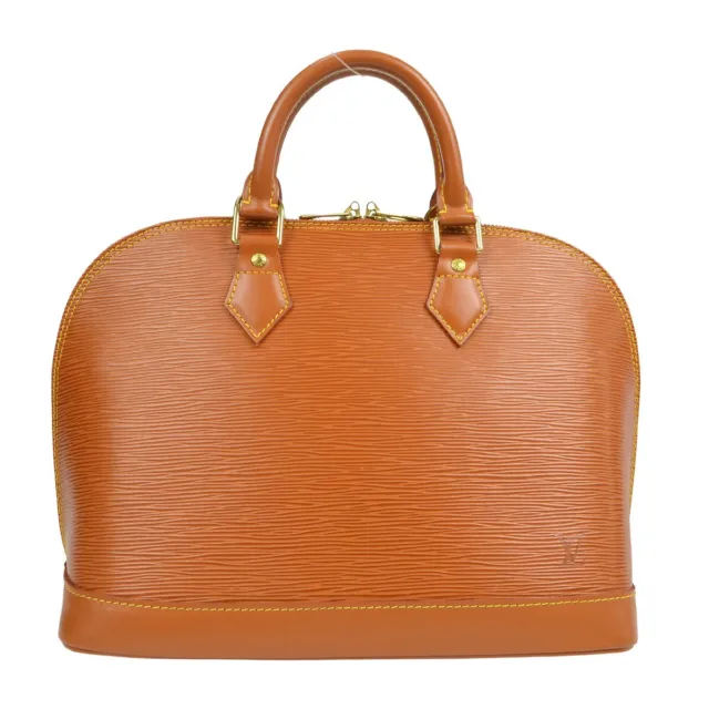 Louis Vuitton Alma Handbag Purse Brown Cipango Gold Epi M54148 MI1000 97781