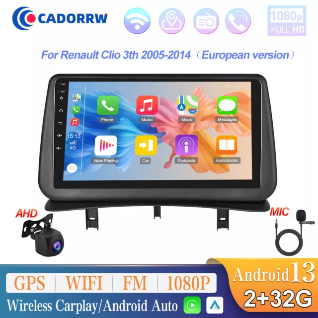 32GB Android 12 Apple Carplay Car GPS Stereo Radio For Renault Clio 3  2006-2012
