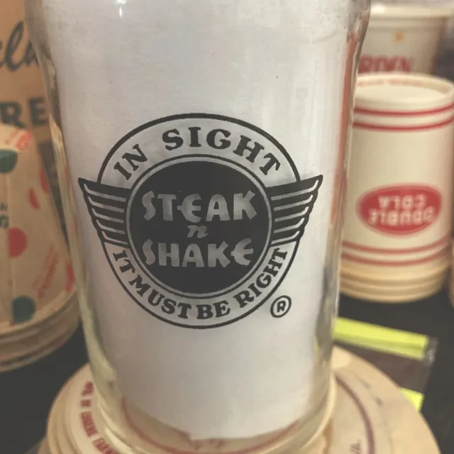 Vintage Soda Pop Glass Steak N Shake Fountain Glass 5” Drinking Glass Very Nice