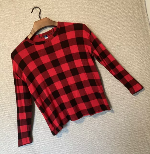 NWT Old Navy T-Shirt Buffalo Plaid Red Black Flannel Boyfriend Check Size XS