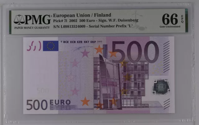 FINLAND 500 Euro 2002 L-serie, Duisenberg Sign, PMG 66