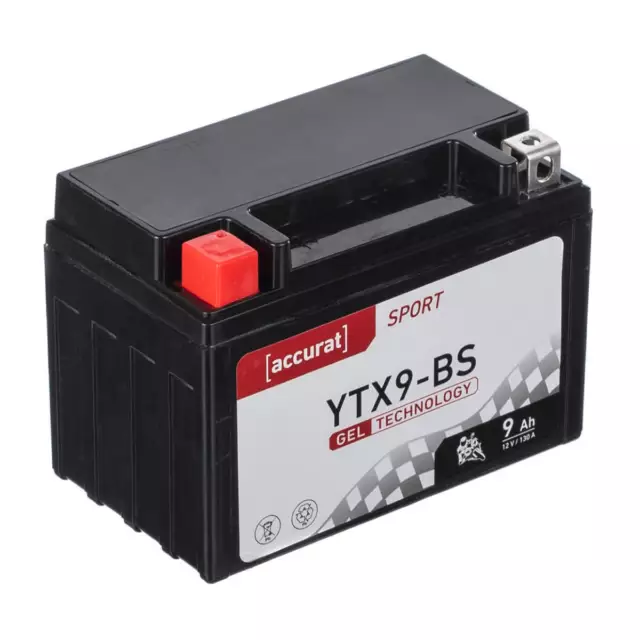 Motorradbatterie 12V 9Ah GEL YTX9-BS DIN 50812 Motorrad Batterie Roller YT9B-BS