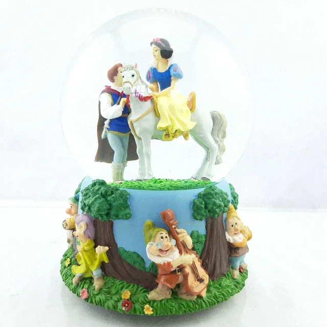 DISNEY SNOW WHITE Seven Dwarfs Snow Globe Music Box "I Love You Truly