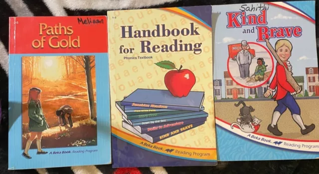 Abeka LOT 3 books ~ Handbook for Reading / Kind and Brave / Paths of Gold