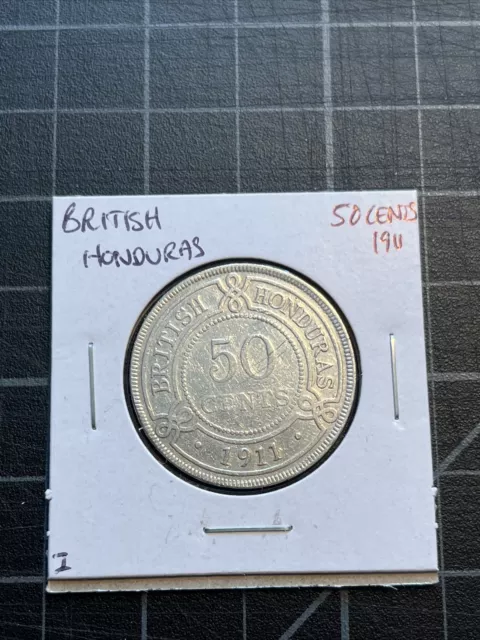 British Honduras Silver 50 Cents 1911