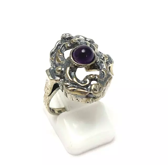 alter Damen Amethyst Ring lila rund Art Deco Silberring 835er Silber RG.58