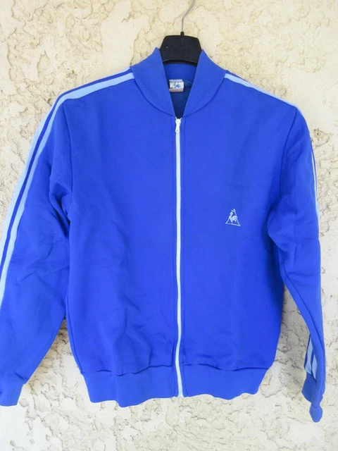 Veste Vintage Le Coq Sportif Michel Jazy Années 70 - Taille L, Bleu Marine, Occasion Très Bon état - Made In France