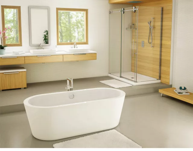 Bathroom Bath Tub Acrylic Free Standing Back to Wall"Thin Edge" Oval/Square 2