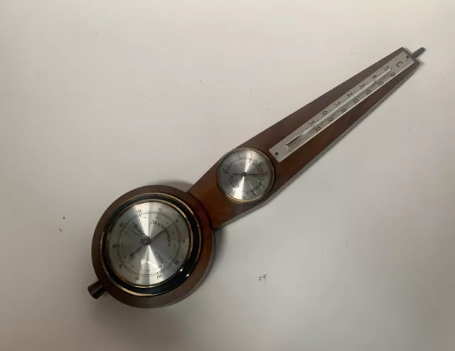 Vintage Alte TT Wetterstation Barometer Thermometer Hygrometer Holz Meterologie