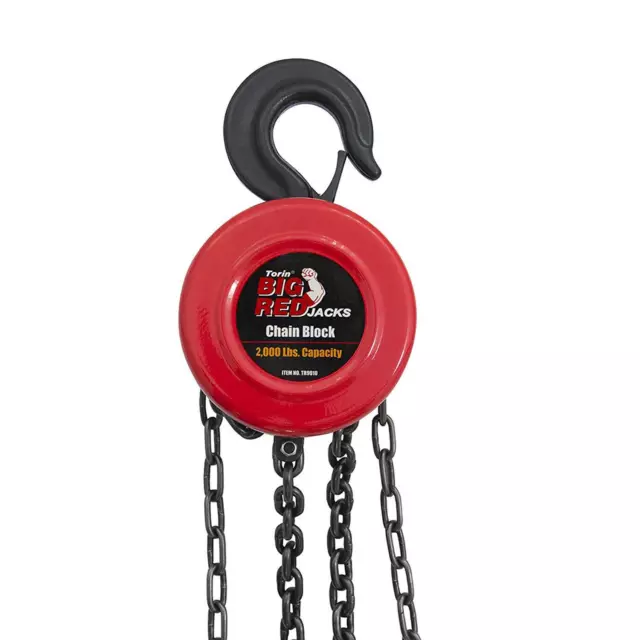 BIG RED Torin 2 Ton Manual Hand Lift Steel  2 Hooks Chain Block Hoist, TR9020