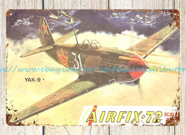 Airfix-72 YAK-9 fighter ject childhood toy metal tin sign unique wall art