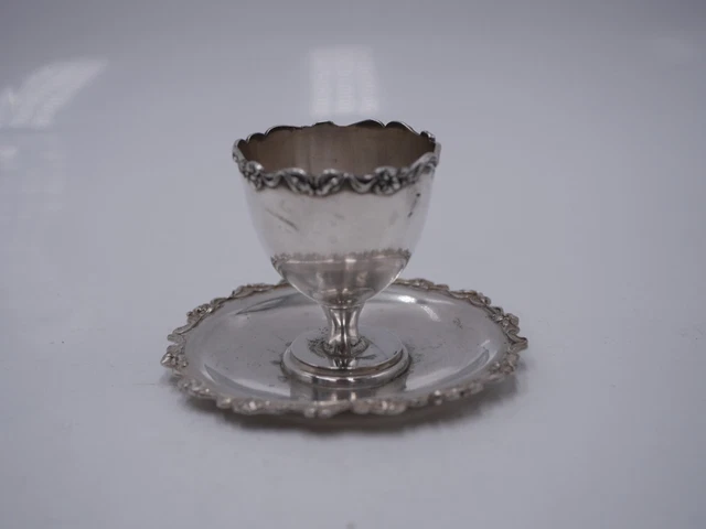 Art déco ancien Coquetier En Argent Massif poinçon Minerve 1