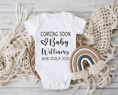Personalised Baby Grow Bodysuit Baby Vest Clothes Girl Boy Baby Announcement