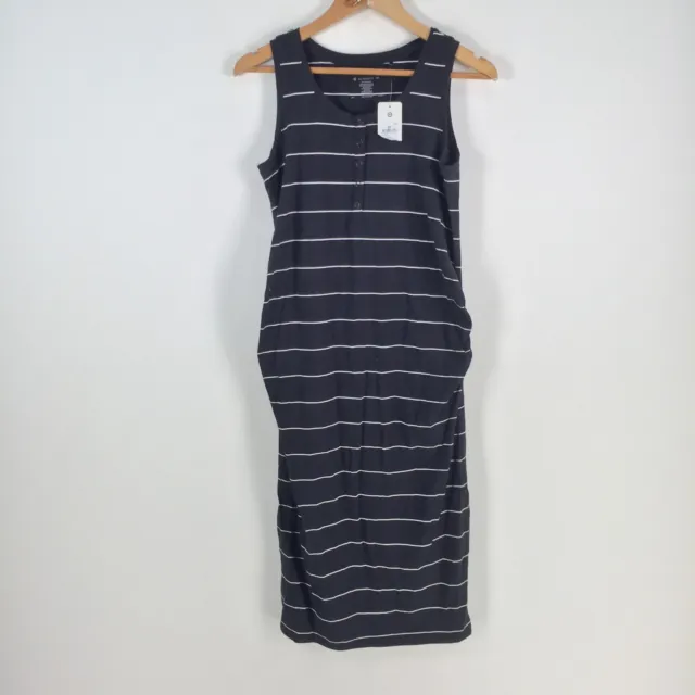 Target maternity womens tank dress size 10 black striped stretch sleeveles072632