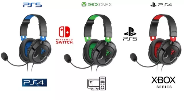 Turtle Beach 50X / Green/ Blue/ Red Gaming Headset - PS4, PS5, Xbox, Switch, PC