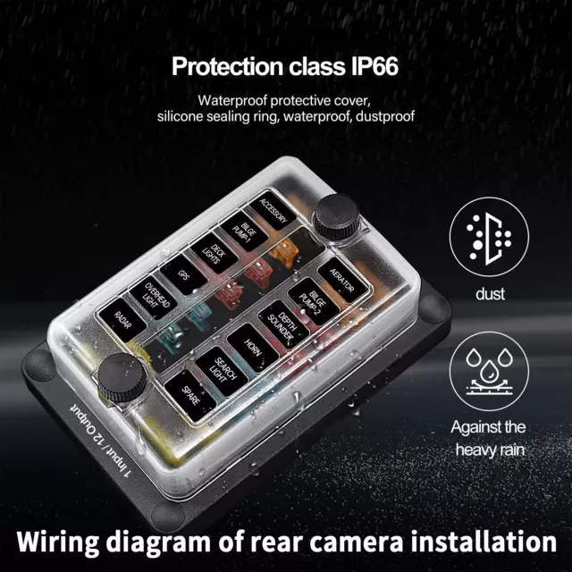 12-Way Blade Fuse Box Block Holder ATO ATC for Car Marine Boat RV Waterproof LH