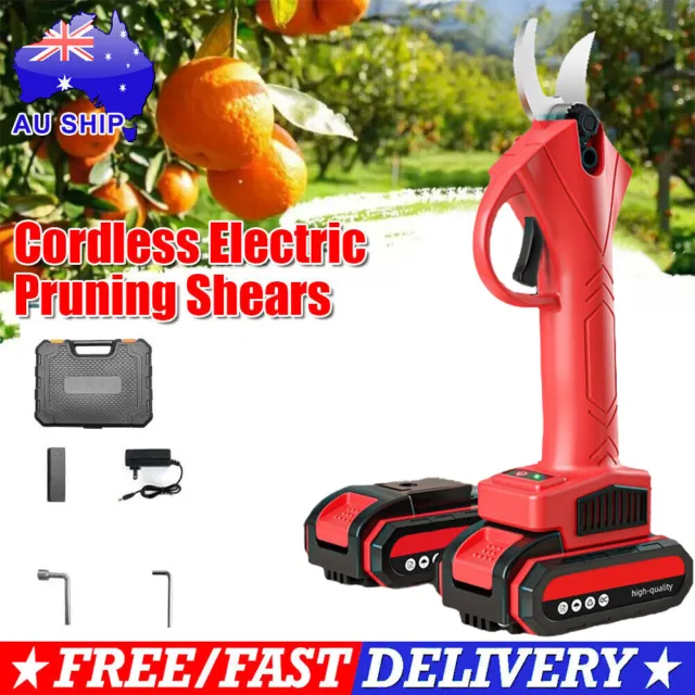 Cordless Electric Pruning Shears Secateur Branch Cutter + 2 Battery Rechargeable