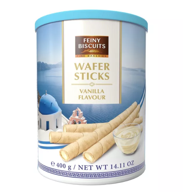 Feiny Biscuits Waffelröllchen mit Vanillegeschmackcreme 400g in Dose