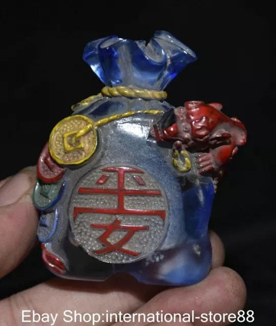 2.8" Rare Old China Coloured Glaze Dynasty Palace Pixiu Beast Luck Snuff Bottle