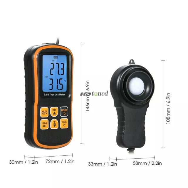 Digital Lux Meter Split Type LCD Illuminometer Luminometer Light Meter GM1030 UK