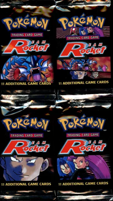 4x EMPTY TEAM ROCKET WOTC Booster Pack Wrappers (NO POKEMON CARDS)
