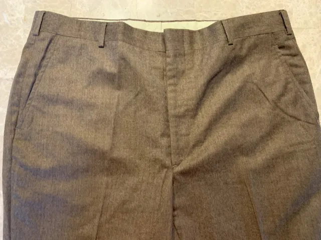 VTG Majer Slacks 38 x 30 USA MADE Brown Wool Pleated & Cuffed Trousers