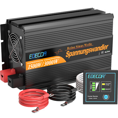 Onda EDECOA Inverter 1500W 3000 Watt Onda Sinusoidale Pura 12V 220V Convertitore  USB 