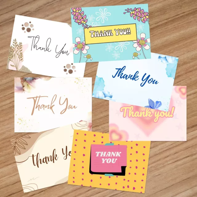 1-100 Pack Thank You Cards For All Occasions With Option Of Envelopes