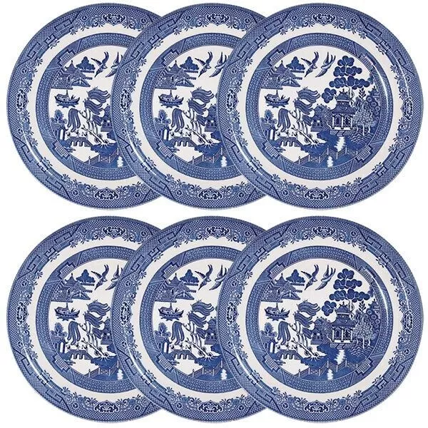 Set Of 6 Dinner Plate 26 Cm Churchill Willow Blue Tableware Dinnerware Plates