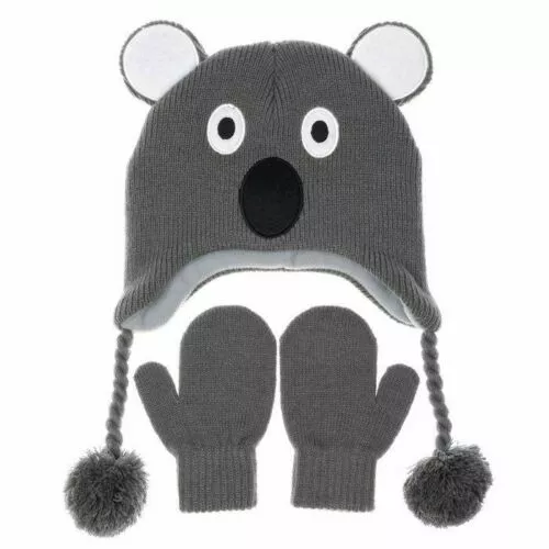 Childrens' "Nuzzles" Warm Kids Hat and Mittens Set,  Age  2-5 Years - Koala