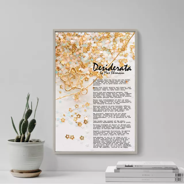 Max Ehrmann Poem - Desiderata - Yellow Stars - Poster Art Print Gift Poem