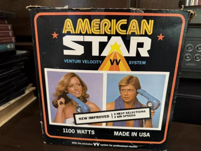 Vintage American Star Model 1400 Blow Dryer Hair Salon In Box NOS 1970's Beauty