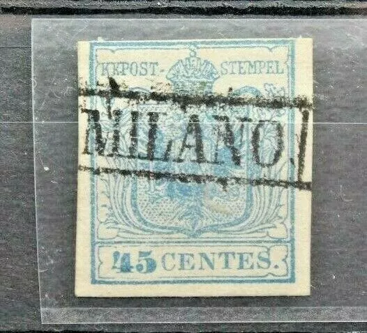 Lombardo Veneto Antichi Stati 45 Centesimi Celeste Timbrato Used (C.z)