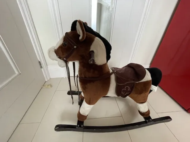 Plush Rocking Horse with Sound Handle Grip - Brown