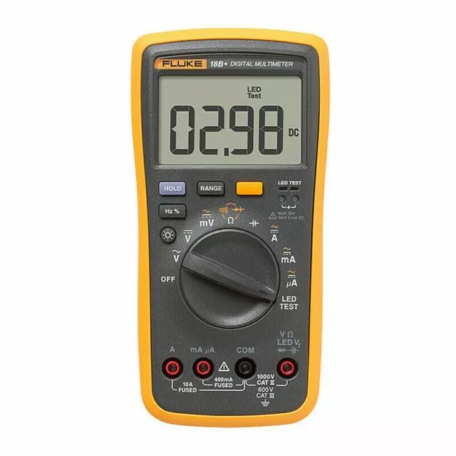 Fluke 18B+ AC/DC Voltage Current Resistance Capacitance LED Test Multimeter