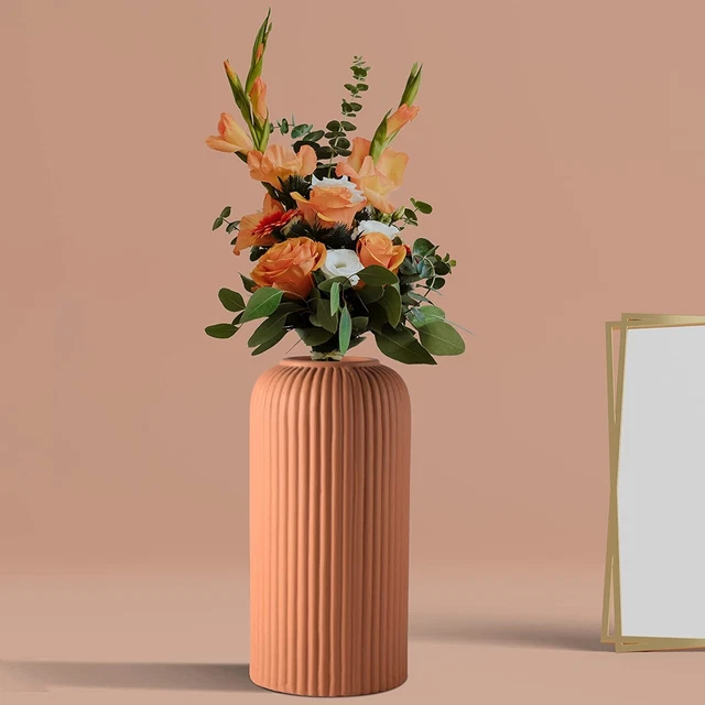 Ceramica Decorato Design Fiore Vaso Colore Zenzero Per Decorazione Casa