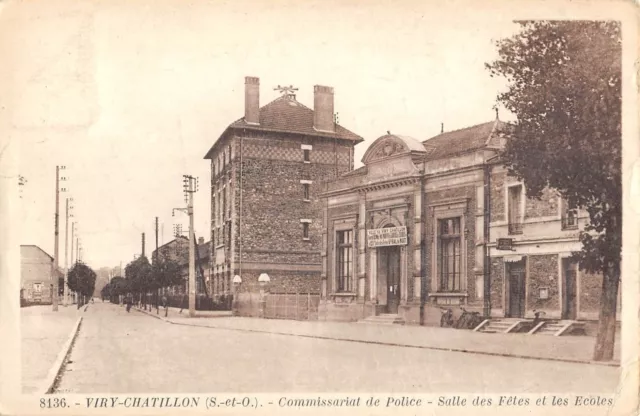 Cpa 91 Viry Chatillon / Commissariat De Police / Salle Des Fetes / Ecoles