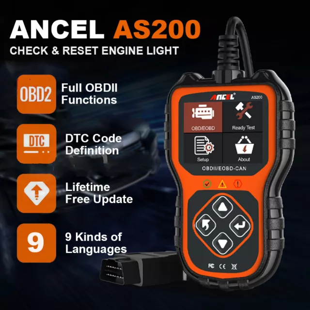 ANCEL AS200 Car OBD2 OBDII EOBD Fault Code Reader Engine Diagnostic Scanner Tool