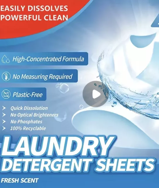 Laundry Detergent Sheets Zero Waste Fresh Scent Ultra Concentrated 60 Load Tide