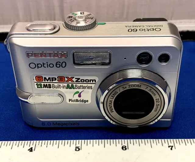 Pentax Optio 60 6MP 3x Zoom Digital Camera.  Tested & Working Great.