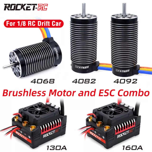 Rocket-RC 4092/4082/4068 Brushless Motor and 130A/160A ESC for 1/8 RC Racing Car